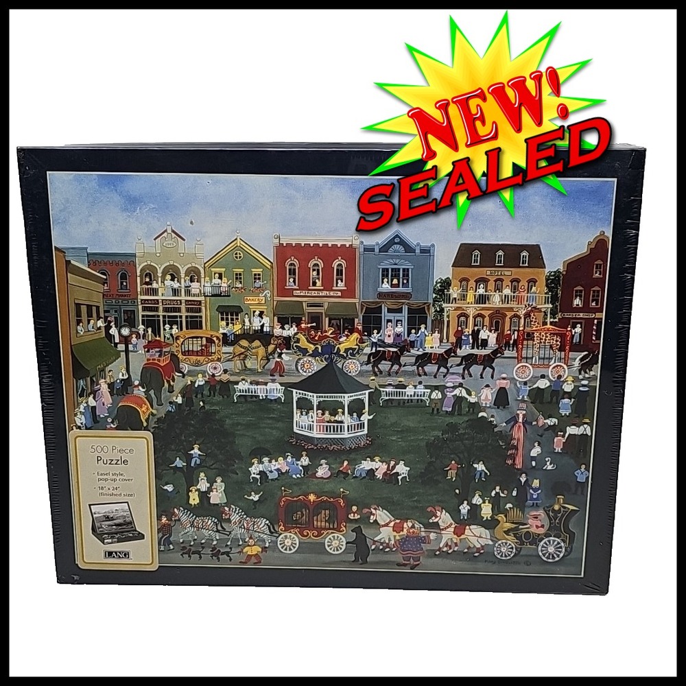 Lang Puzzle‎ 500 Piece Village Celebration Jigsaw Art Easel Complete Folk NEW